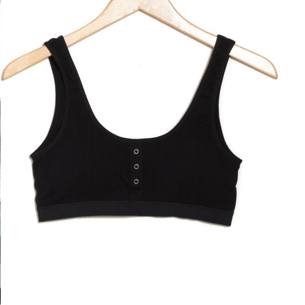 BP ribbed black snap front bralette size XXL New with tags‎